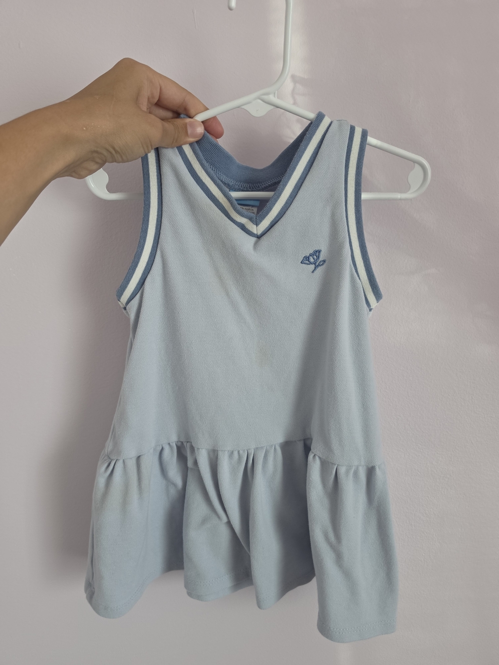 Girls Light Blue Sleeveless Ruffle Hem Tank Top